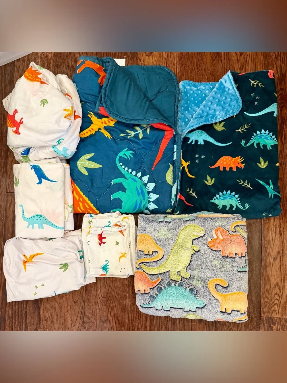 Kids Dinosaur Blanket and Bedding Set - Blue & Teal